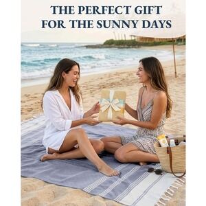 Lane Linen Turkish Beach Towels 2 Pack 39x71 Blue New Sand Free Quick Dry Fringe